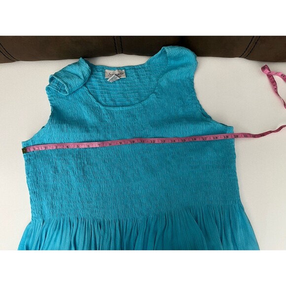 Serengeti Women’s Dress Smocked Scoop Neck 1XL Sleeveless Pullover Aqua Blue - Picture 6 of 8